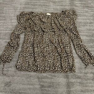 Michael Kors Animal Print ruffle top Size L